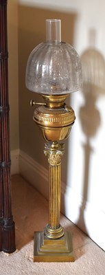 Lot 360 - A Victorian brass oil lamp, with Corinthian...