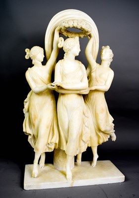 Lot 377 - A carved neo-classical style alabaster figural...