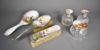 Lot 19 - A George V silver and Royal Worcester mounted...