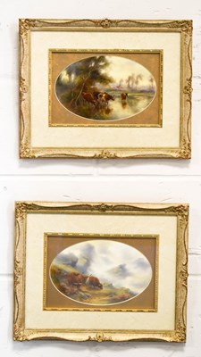 Lot 29 - A pair of Royal Worcester porcelain plaques,...