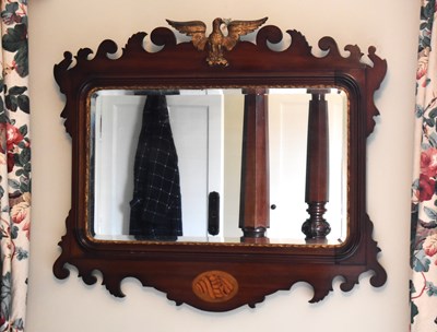Lot 359 - A Georgian parcel gilt fret carved mirror,...