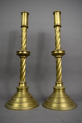 Lot 394 - A pair of 19th century large brass...