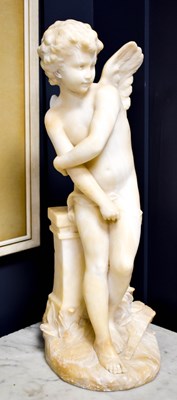 Lot 368 - A 19th century alabaster figure of a cherub...