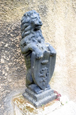 Lot 509 - Two vintage old cast reconstituted stone black...
