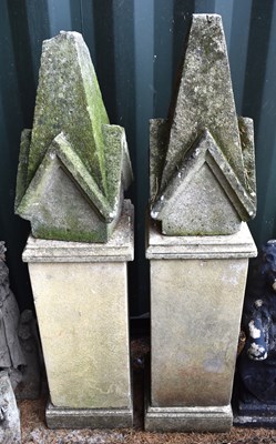Lot 520 - A pair of 19th century stone garden plinths...