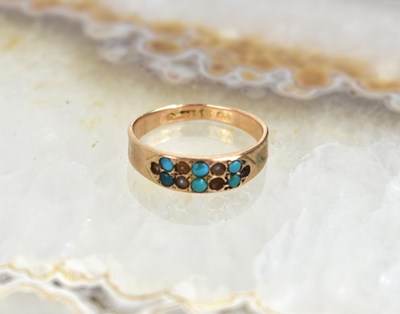 Lot 88 - A 15ct gold, turquoise and seed pearl ring,...