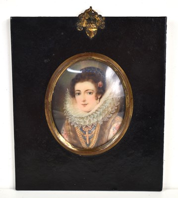 Lot 334 - An 18th century oval portrait miniature on...