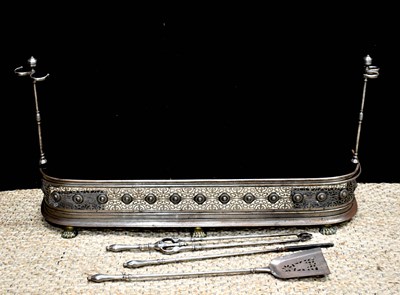 Lot 412 - A 19th century polished steel pierced fire...