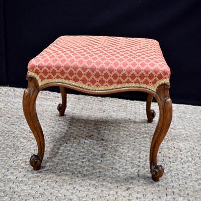 Lot 440 - A Victorian walnut stool with a newly fitted...
