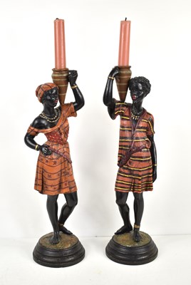 Lot 371 - A pair of 19th century cold painted Blackamoor...