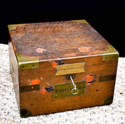 Lot 267 - A 19th century oak deed box, the brass bound...