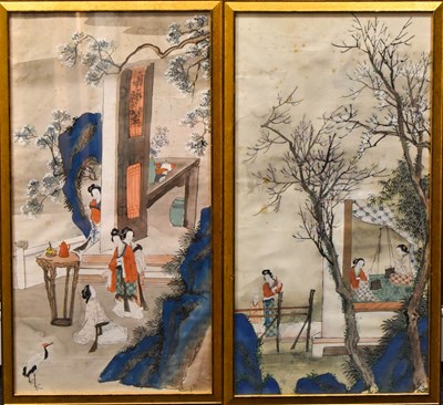 Lot 325 - A pair of 19th century Japanese watercolours...