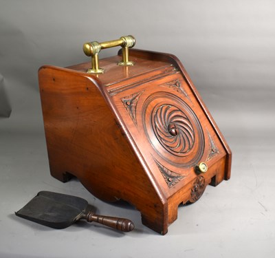 Lot 405 - An Edwardian mahogany coal scuttle with brass...