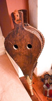 Lot 397 - A large 19th century pair of fire bellows, the...