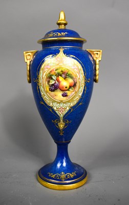 Lot 85 - A Royal Worcester vase and cover, the blue...