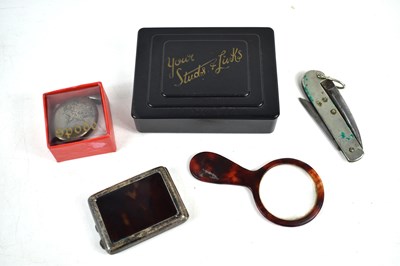 Lot 49 - A silver and tortoiseshell vesta case together...