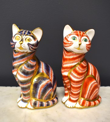 Lot 57 - Two Royal Crown Derby paperweights of cats,...