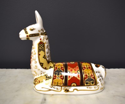 Lot 47 - A Royal Crown Derby paperweight of a Lama,...