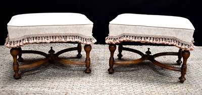Lot 439 - A pair of Victorian bedroom stools with turned...