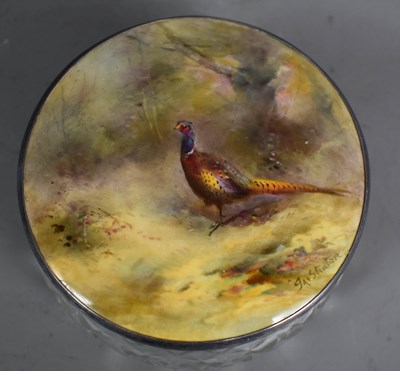 Lot 16 - A silver & Royal Worcester porcelain circular...