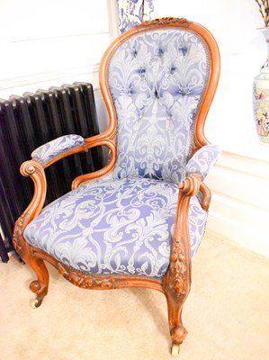 Lot 446a - A Victorian button back armchair, the walnut...