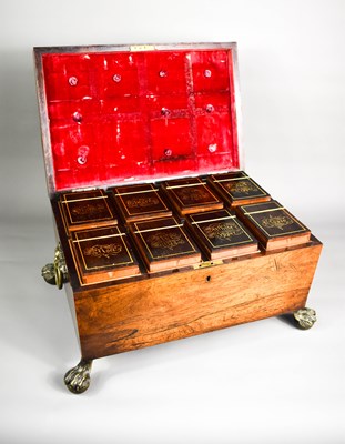Lot 296 - A Regency rosewood spice box, the rosewood...