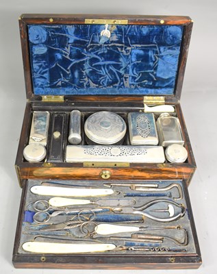 Lot 304 - A Victorian rosewood gentleman’s dressing case...