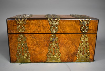 Lot 280 - A 19th century burr walnut tea caddy with gilt...