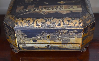 Lot 294 - A 19th century Chinese lacquer sewing box...