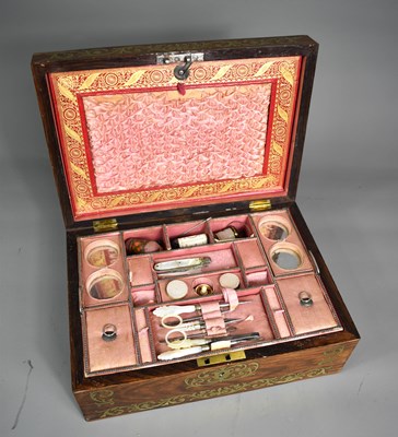 Lot 278 - A 19th century rosewood and brass inlaid...