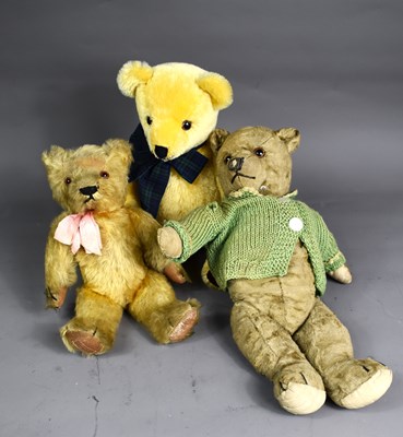 Lot 209 - Three vintage bears, two small bears one with...