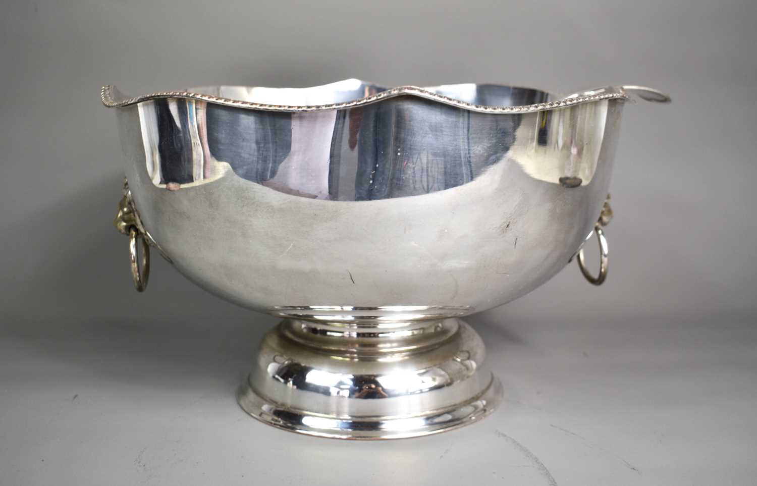 Lot 7 - A silver plated punch bowl, the large bowl...