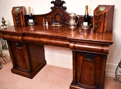 Lot 431 - A Victorian mahogany sideboard with ornate...