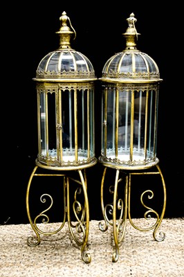 Lot 361 - A pair of 20th century brass and glass free...