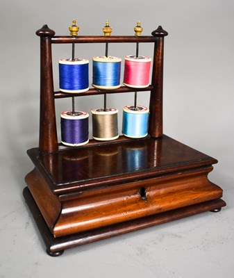 Lot 272 - A 19th century mahogany cotton reel holder...