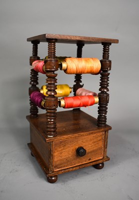 Lot 273 - A 19th century mahogany cotton reel holder...