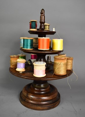 Lot 282 - A Victorian three tier cotton reel holder with...
