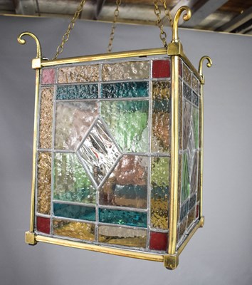 Lot 362 - A Victorian hanging hall lantern with four...