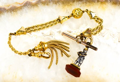 Lot 109 - A 19th century gilt metal fob chain with...