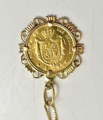 Lot 182 - A Spanish gold 4 Esudos of Isobel II, in a...
