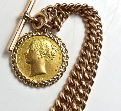 Lot 199 - A 9ct gold Albert chain fitted with a full...