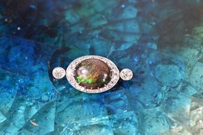 Lot 130 - A 19th century ammolite and diamond brooch,...