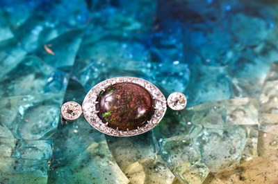 Lot 130 - A 19th century ammolite and diamond brooch,...