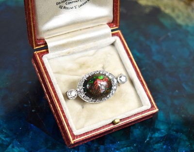 Lot 130 - A 19th century ammolite and diamond brooch,...