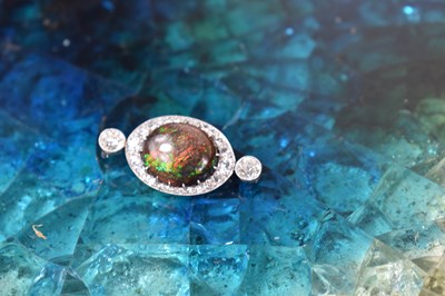 Lot 130 - A 19th century ammolite and diamond brooch,...