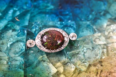 Lot 130 - A 19th century ammolite and diamond brooch,...