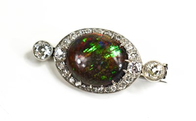 Lot 130 - A 19th century ammolite and diamond brooch,...