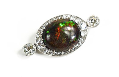 Lot 130 - A 19th century ammolite and diamond brooch,...