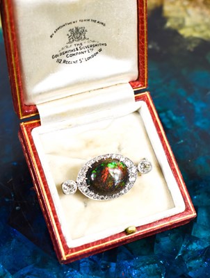 Lot 130 - A 19th century ammolite and diamond brooch,...