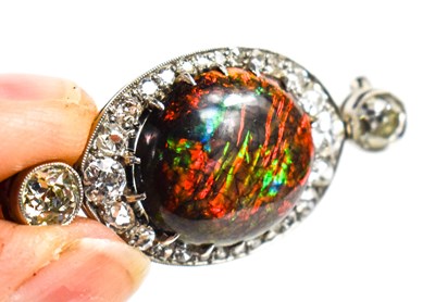 Lot 130 - A 19th century ammolite and diamond brooch,...